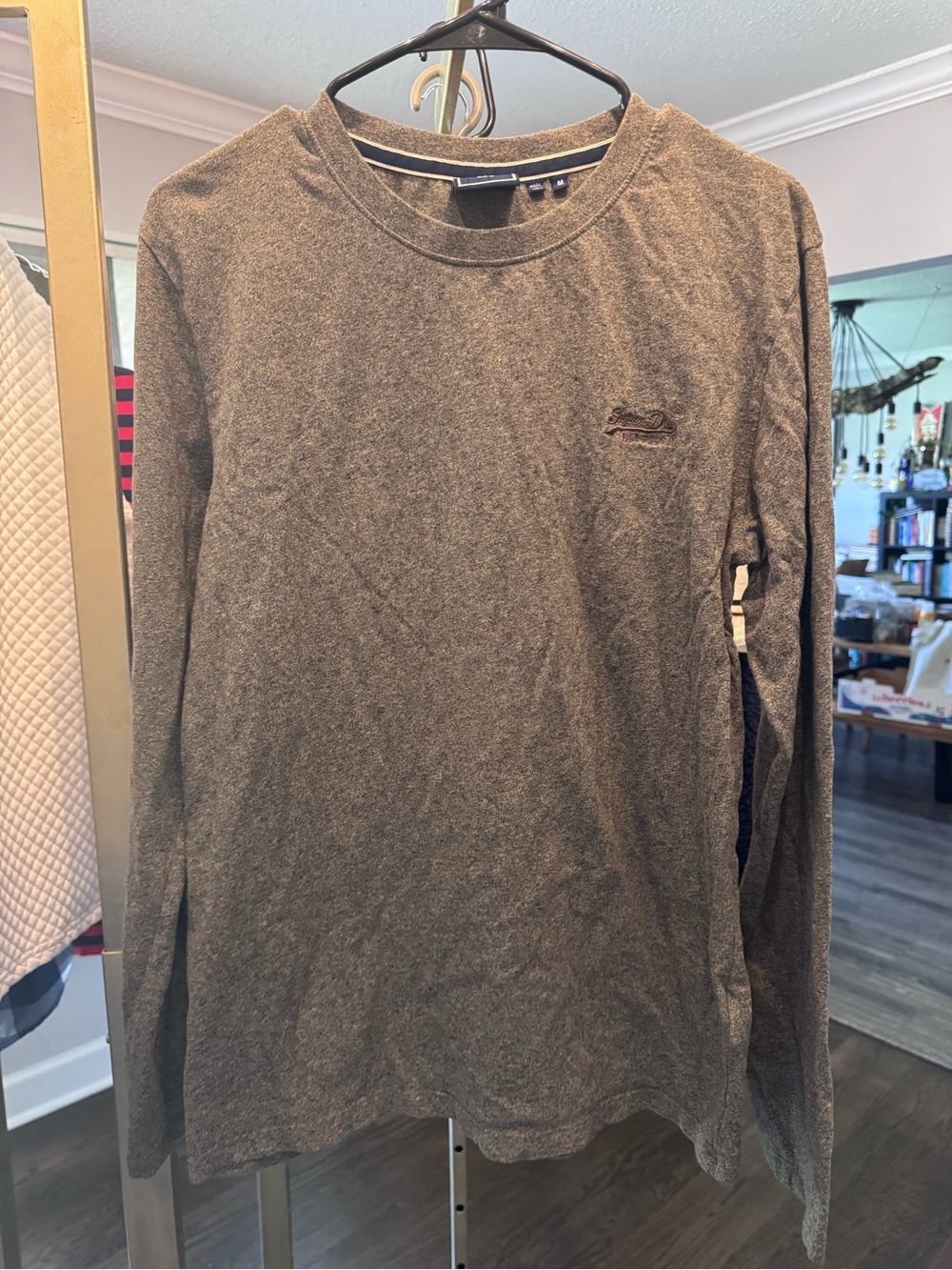 Superdry Men's Long Sleeve Crewneck Shirt - Heather Brown